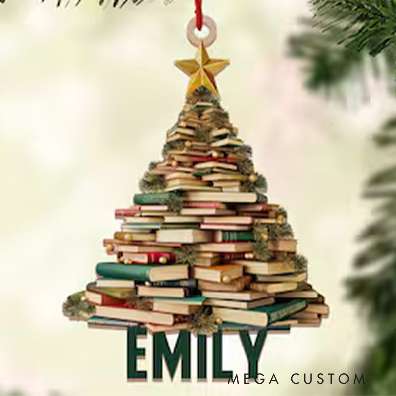 Personalized Book Name Christmas Ornament Book Club Ornament Acrylic Plane Christmas Tree Car Pendant for Book Lover Gift Librarian Gift