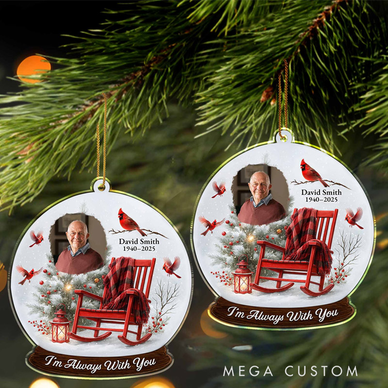 Personalized Memorial Photo Ornament I'm Always With You Cardinal Birds And Christmas Ornament Sympathy Gifts