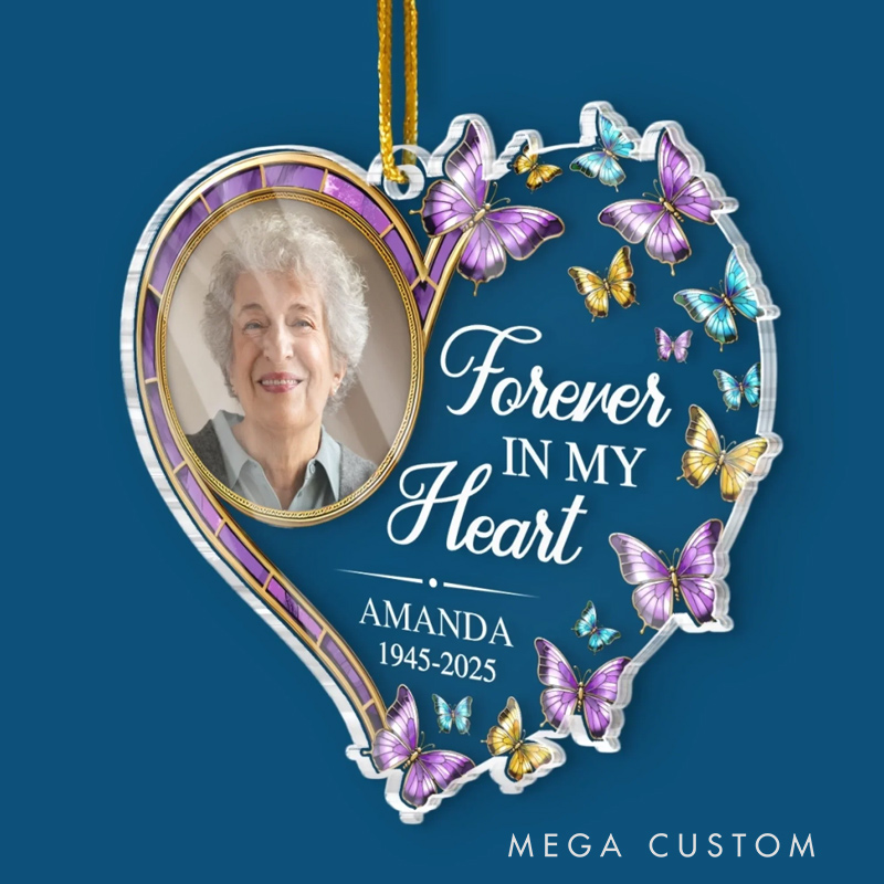 Personalized Christmas Memorial Ornament Custom Photo Acrylic Ornament Sympathy Gifts for Loss of Loved One A Life Cherished Always Remembered
