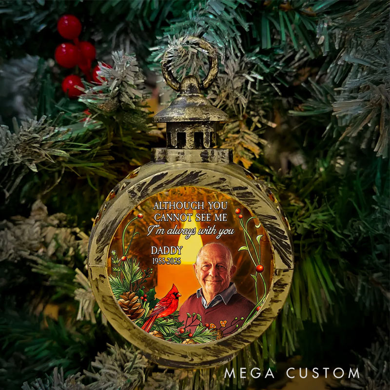 Personalized Photo Lantern Night Light Although You Cannot See Me I'm Always With You Sympathy Gift