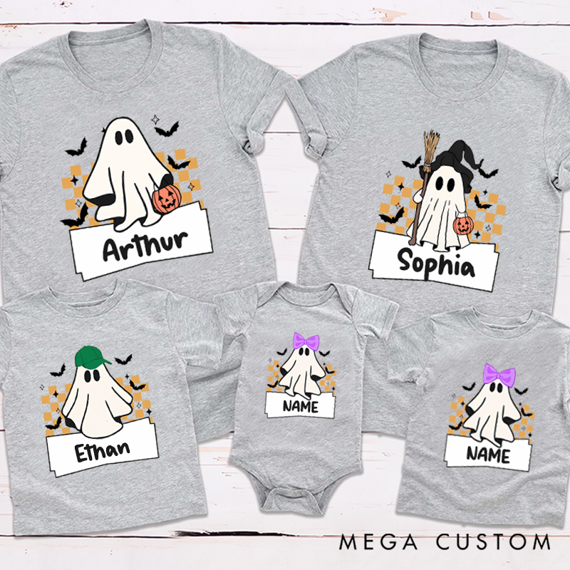 Personalized Cute Halloween Ghost Theme Fun Design Family Matching Outfit