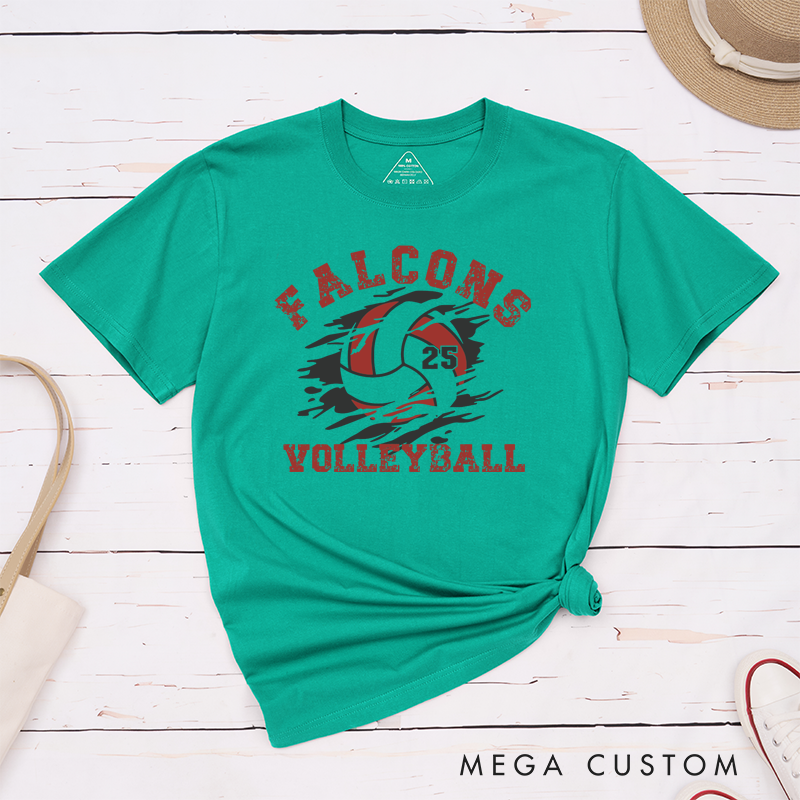 Personalized Volleyball T-Shirts Featuring Your Team Name and Number - Custom Team Spirit Tee