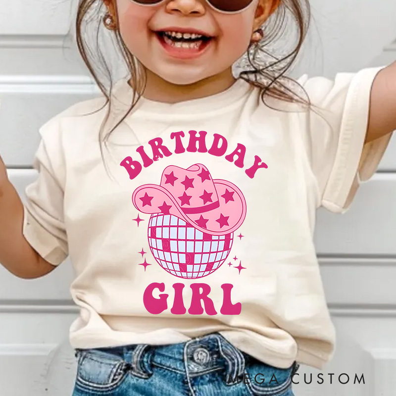 Personalized Birthday Girl Kids T-Shirt with Cute Birthday Year Number and Name Design for a Special Birthday Outfit