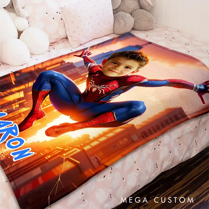 Personalized City Fantasy Anime Blanket for Kids Christmas Flannel Blanket Movie Blanket with Name Film Fan