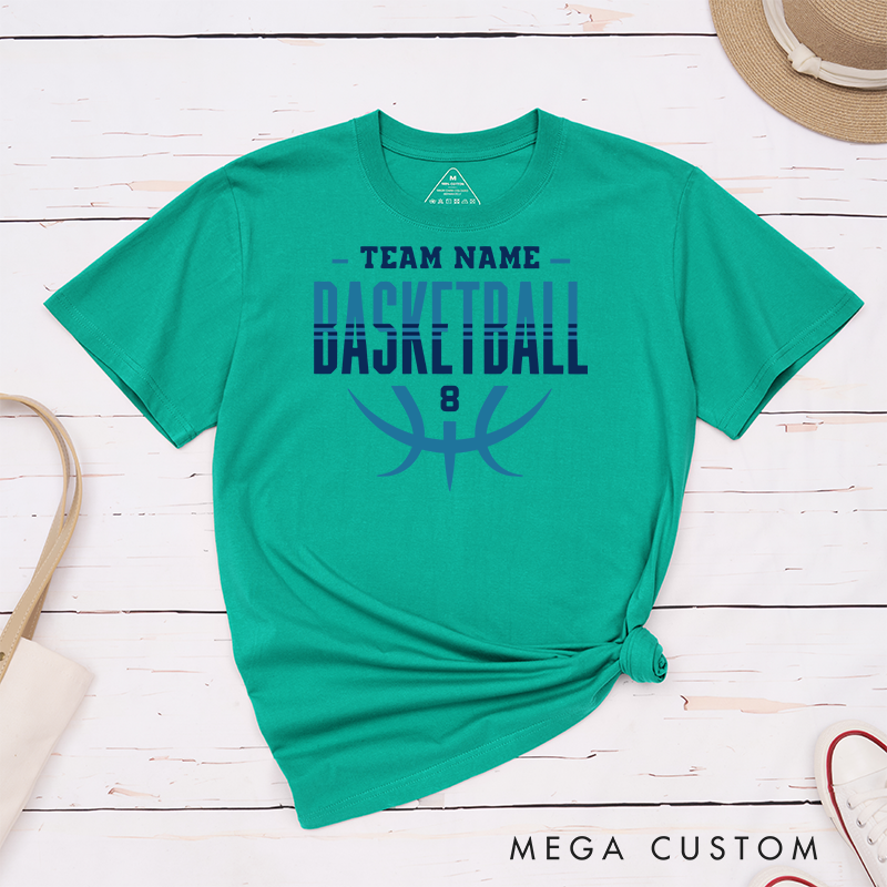 Personalized Basketball Team T-Shirts Customizable with Team Name Player Number Bold Typography and Modern Basketball Graphic Design for a Stylish and Unified Look