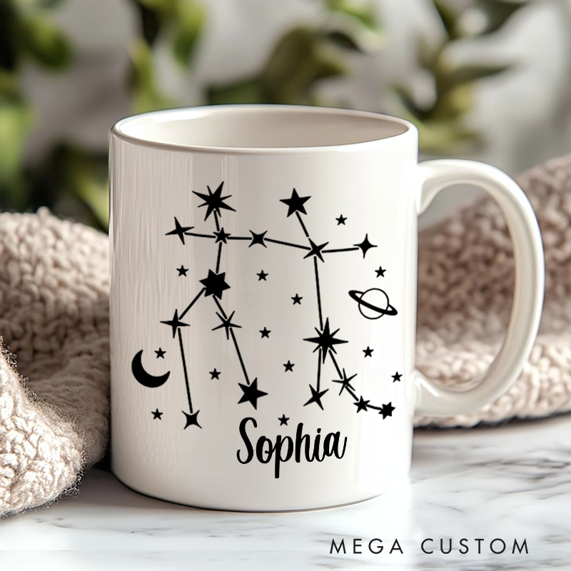 Personalized Mugs With Zodiac Signs and Their Names Custom Coffee Cup Custom Mug With Name Birthday Gift