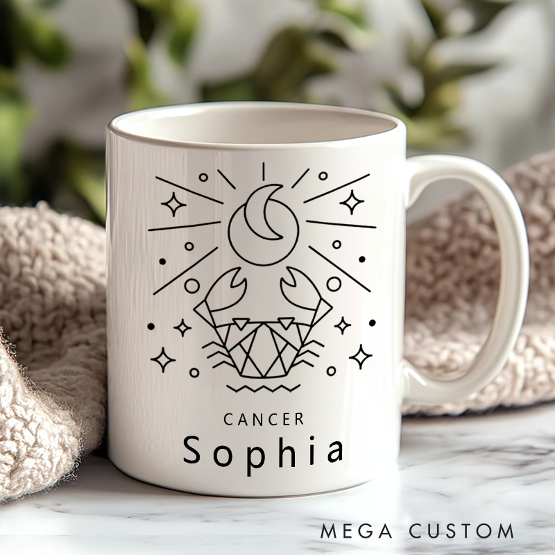 Personalized Zodiac Mug With Name Horoscope Iced Coffee Cup Custom Astrology Cup Birthday Gift