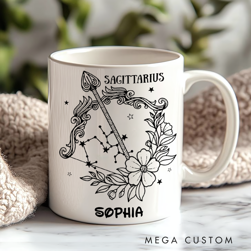 Personalized Floral Zodiac Iced Coffee Cup With Name Birthday Gift Horoscope Coffee Cups Astrology