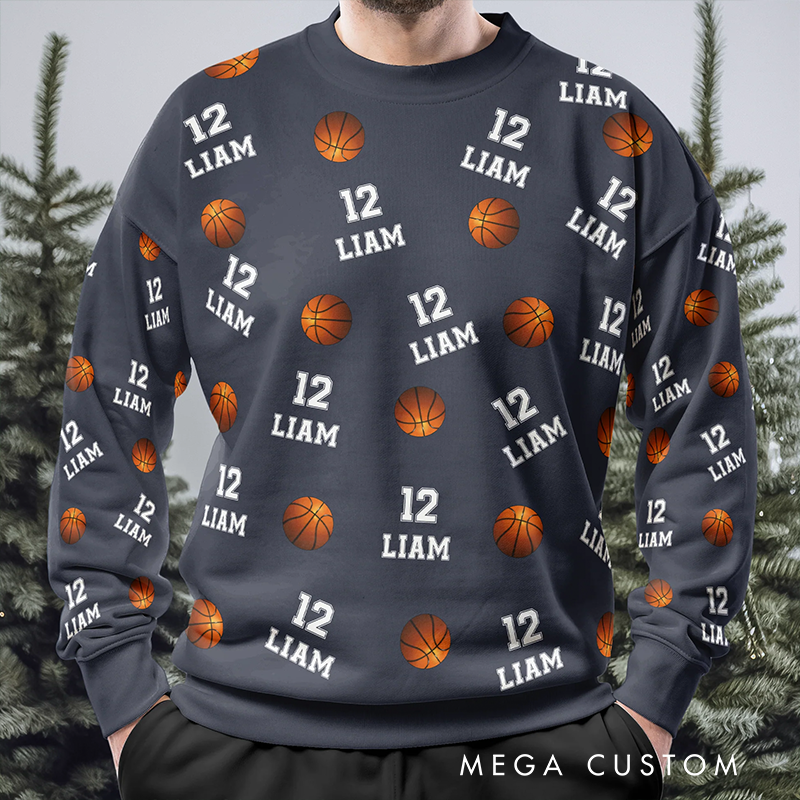 Personalized Basketball Sweatshirt with Custom Name and Number Design