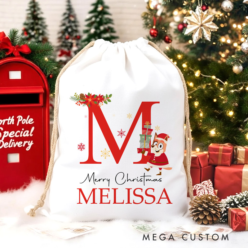 Personalized Cartoon Monogram Christmas Sack for Anime Lovers Santa Sack Christmas Gift Bag for Kids