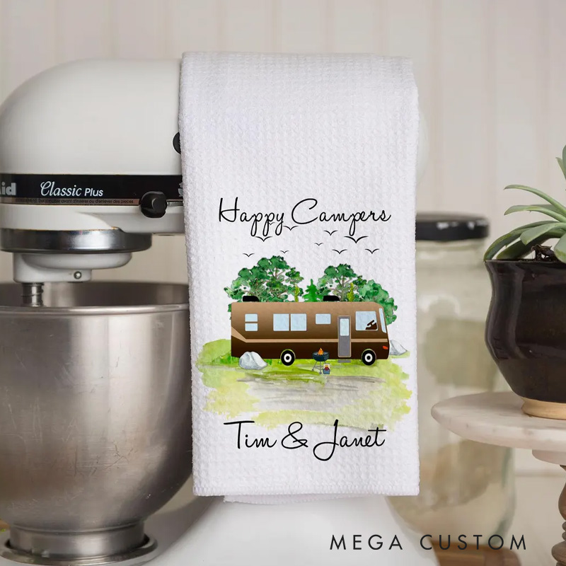 Personalized Camper Kitchen Towel Custom Motorhome Camper Dishcloth Camper Decor Gift for Camper Lover