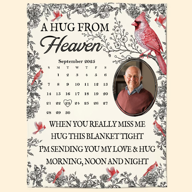 Personalized Photo Blanket Hug This Blanket Tight I'm Sending You My Love Memorial Blanket Loss of Loved Ones Gifts