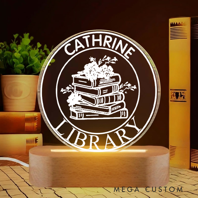Personalized Floral Book LED Night Light with Name Custom Book Lover Night Light Bookish Home Decor Book Lover Gift Bookish Gift