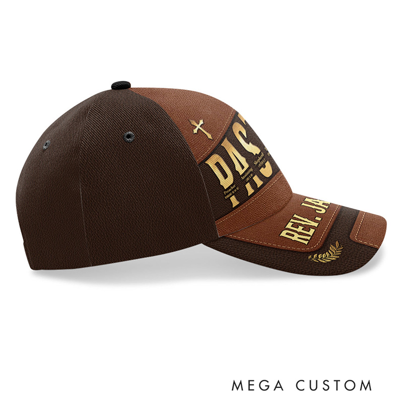 Personalized Preacher Teacher Shepherd Pastor Bible Verse Classic Cap with Name and Church Name Gold Cross Baseball Cap Rrligious Gift for Pastor