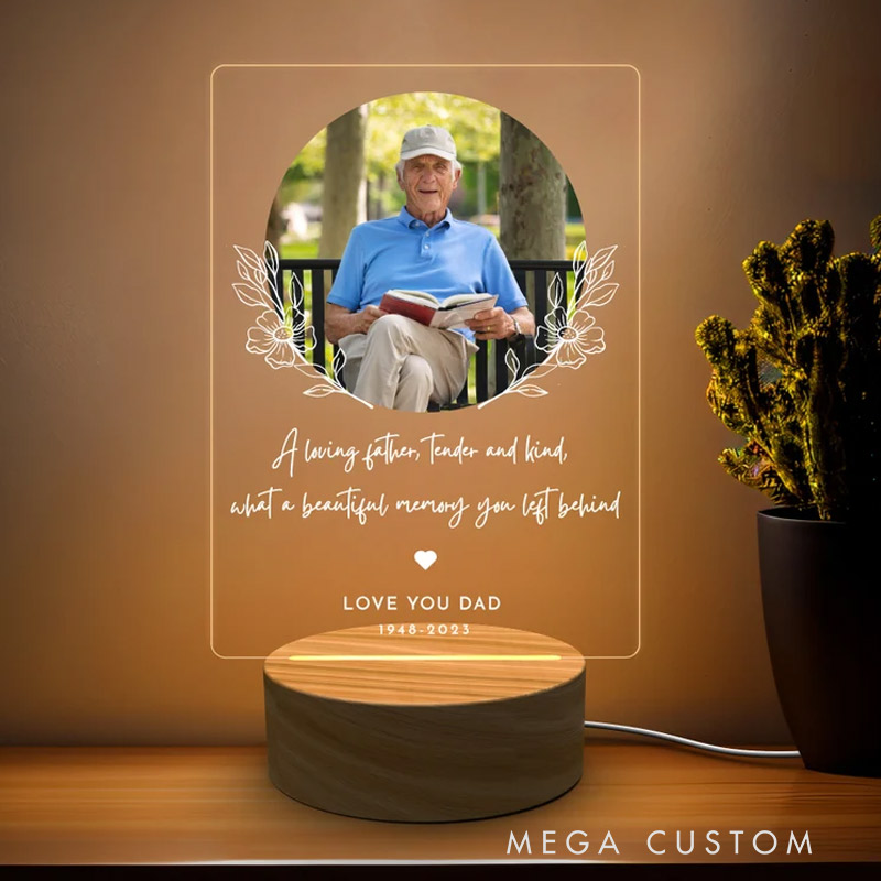 Personalized Plaque Night Light Mother Picture Frame Memorial Gift Customized Table Decoration for Loss of Loved One