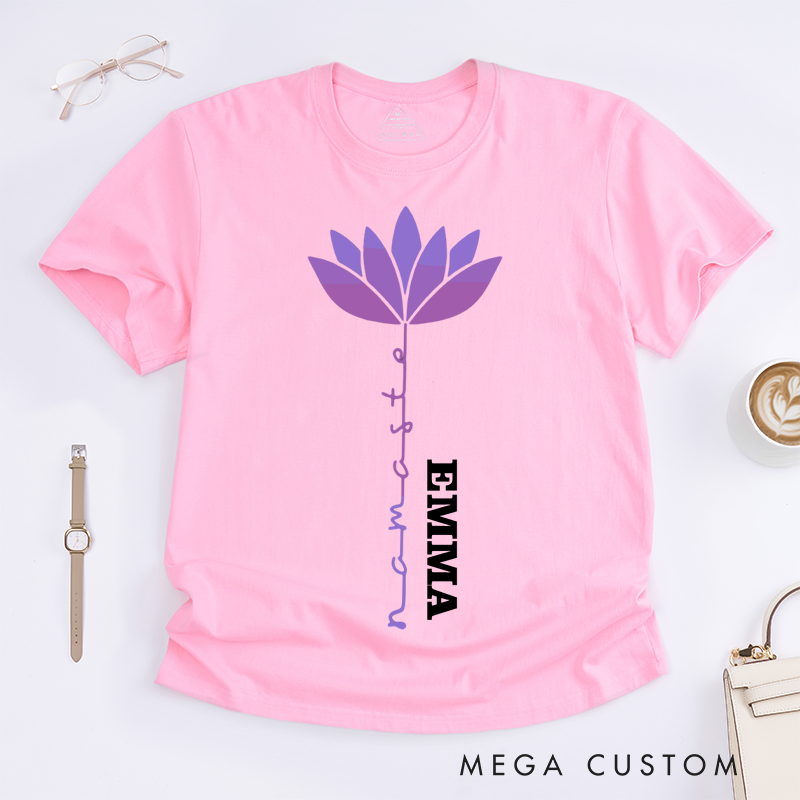 Personalized Yoga Lotus T-shirt Yoga Sports T-shirt Yoga Instructor T-shirt Women Yoga Gift