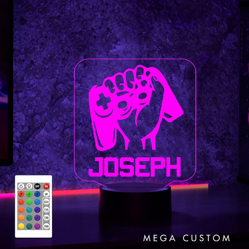 Personalized Game Controller night light LED Gamer Gamer Room Decor Gift for Boyfriend Husband Geek Lover