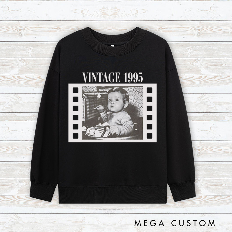 Personalized Vintage Childhood Photo Movie Classic Sweatshirt Retro Film Crewneck Movie Shirt
