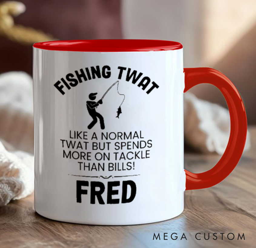 Personalized Fishing Mug with Funny Fishing Twat Design Funny Gift Big Cup Angler Joke Present Perfect Gift for Fishing Lover Durable Ceramic Coffee Cup for Daily Use