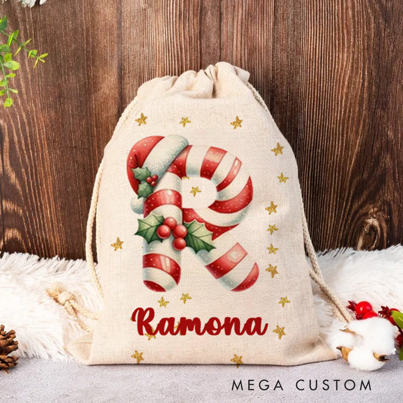 Personalized Christmas Sack with Name Text and Year Christmas Decor Party
