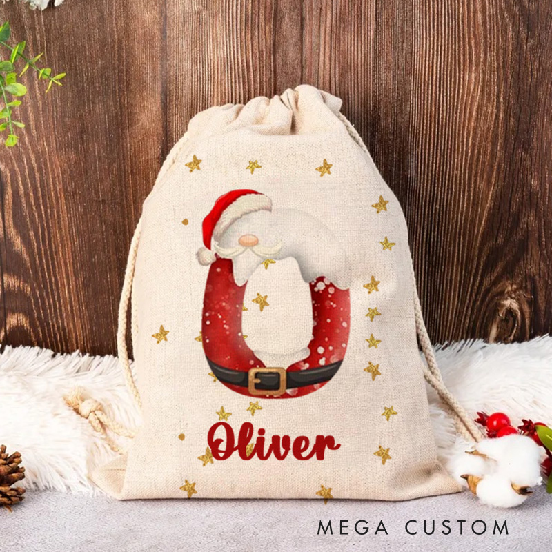 Personalized Christmas Cartoon Character Christmas Sack with Initial and Name Christmas Gift