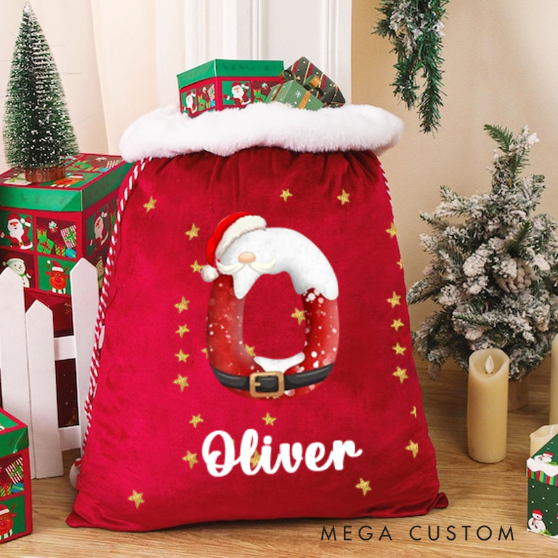 Personalized Christmas Cartoon Character Christmas Sack with Initial and Name Christmas Gifts