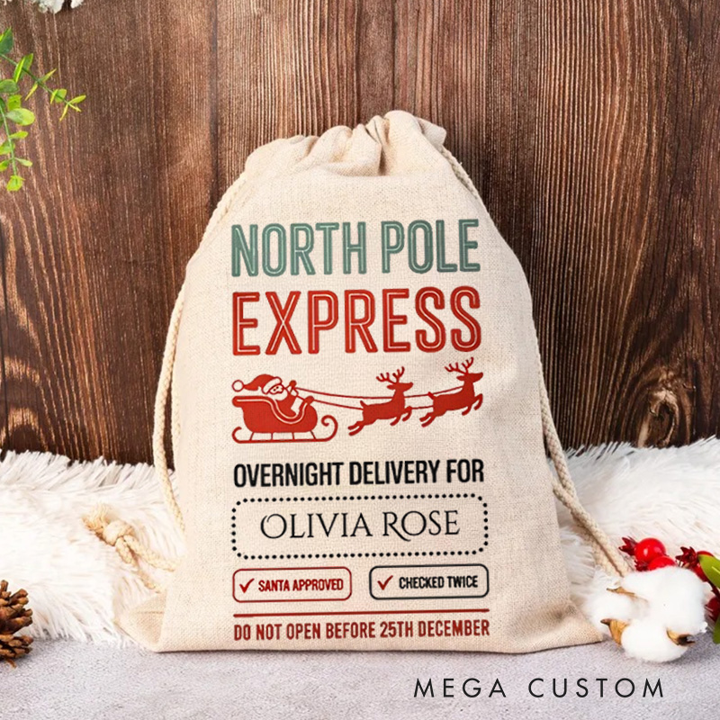 Personalized Santa Sack Drawstring Gifts Bag with Name Merry Christmas Party Favors Gifts