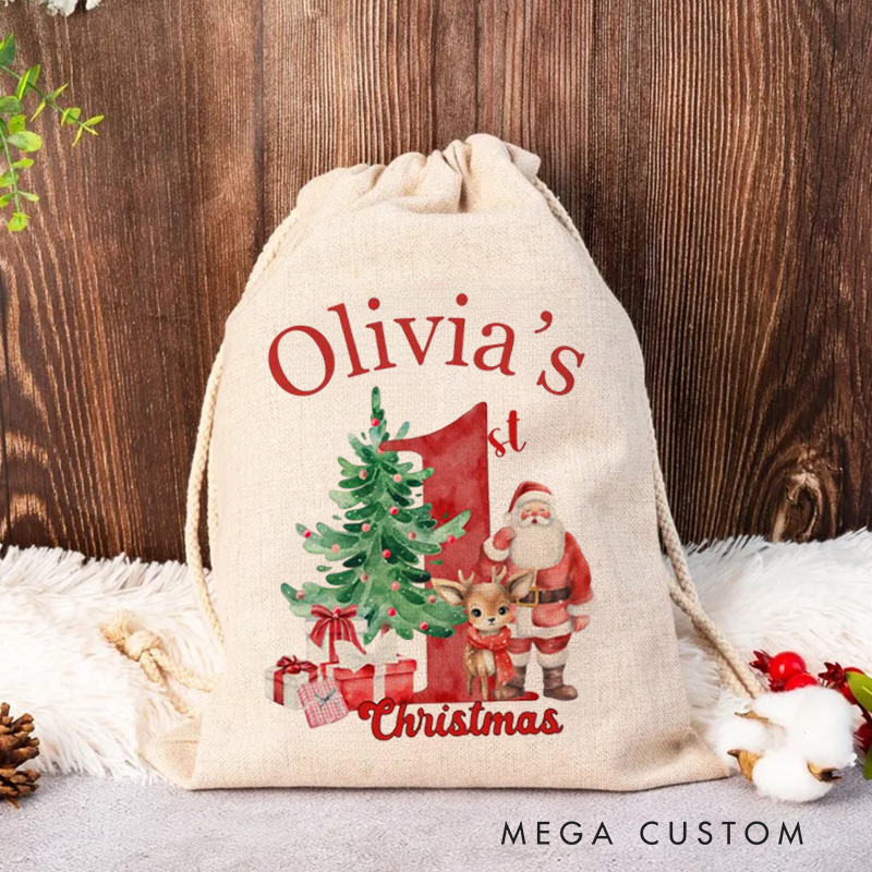 Personalized Santa Christmas Sack Custom Initial Name Christmas Sacks Large Letter Christmas Eve Bag Christmas Gifts Bag