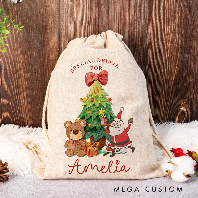 Personalised Canvas Santa Sack Christmas Gift Bag Large Santa Gifts Bag for Holiday Presents Xmas Gifts Bags