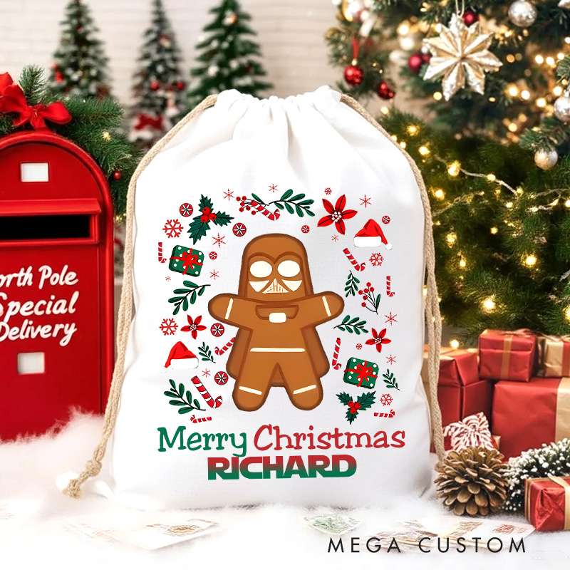 Personalized Cartoon Gingerbread Movie Christmas Sack for Classic Movie Lovers Santa Sack Christmas Gift Bag for Kids