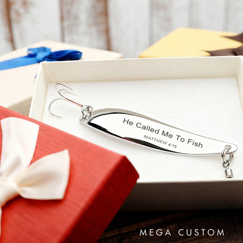 Personalized He Called me to Fish Fishing Lure Gift Set with Text Religious Gift Birthday Gift for Christian Men