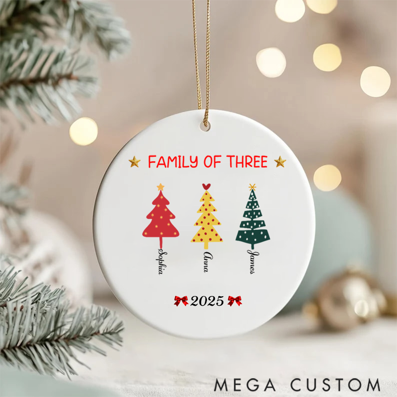 Personalized Family Christmas Ceramic Decorations with Colorful Christmas Tree Designs