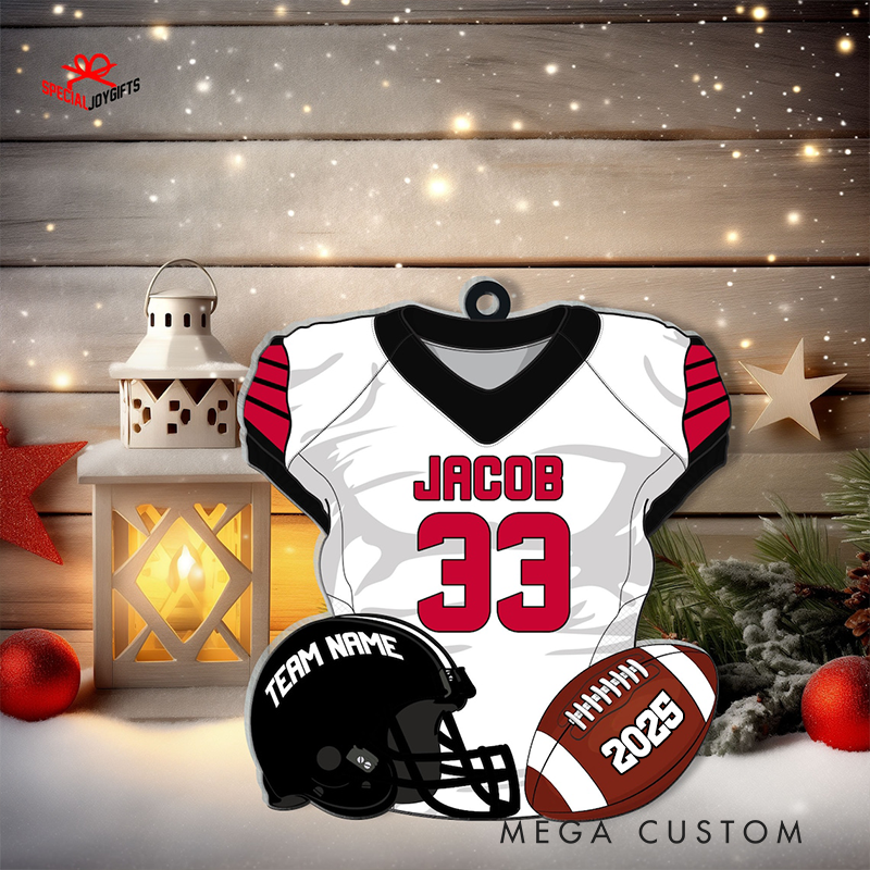 Personalized Football Jersey Ornament with Custom Name, Number, Team, and Year