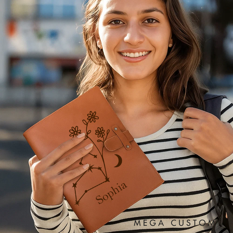 Personalized Zodiac Sign Custom Journal Birthday Gift With Name Month Zodiac Gift Journal Notebook Astrology Gift