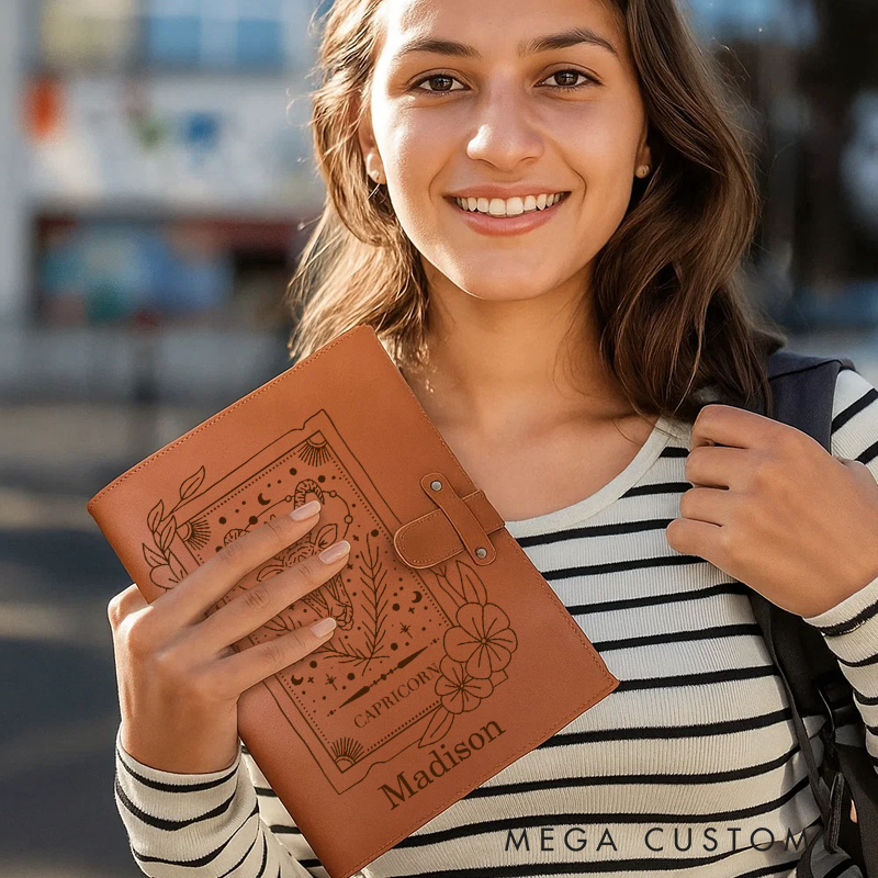 Personalized Zodiac Journal Astrology Hard Cover Soft Touch Matte Notebook Diary Celestial Unique Gift Ideas Star Sign