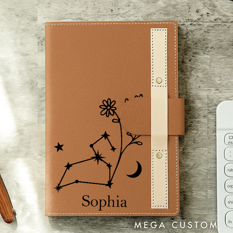Personalized Zodiac Sign Custom Journal Birthday Gift With Name Month Zodiac Gift Journal Notebook Astrology Gift