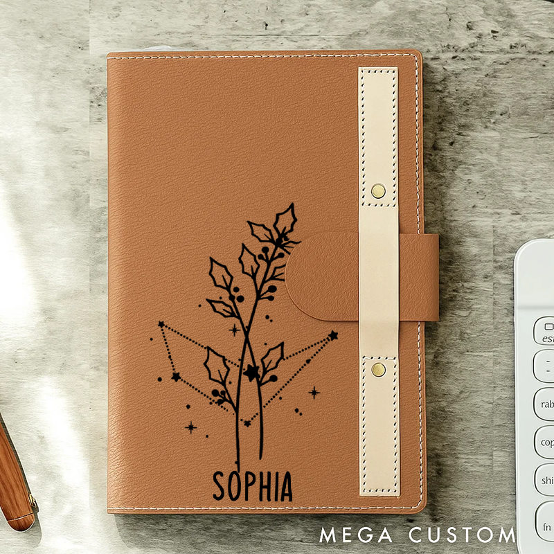 Personalized Zodiac Sign Custom Journal Birthday Gift With Name Month Zodiac Gift Journal Notebook Astrology Gift