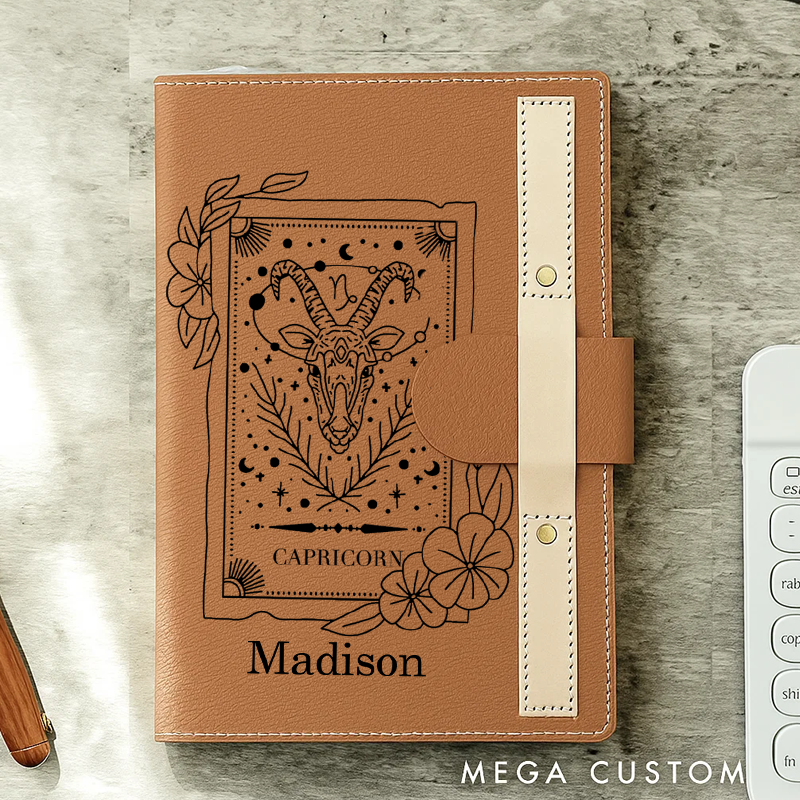 Personalized Zodiac Journal Astrology Hard Cover Soft Touch Matte Notebook Diary Celestial Unique Gift Ideas Star Sign