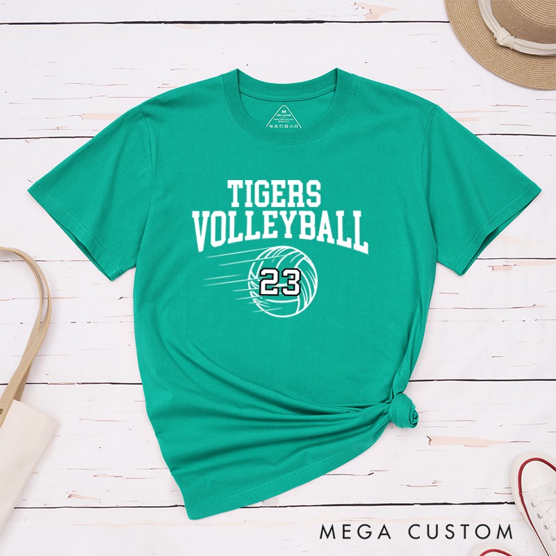 Personalized Volleyball T-Shirts Featuring Your Team Name and Number on the Front