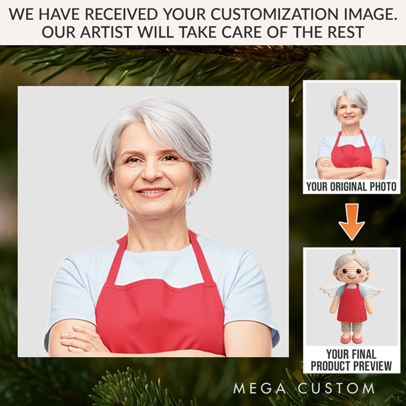 Personalized Photo Crochet Ornament Christmas Memorial Sympathy Gifts for Loss of Mom Forever Our Guardian Angel