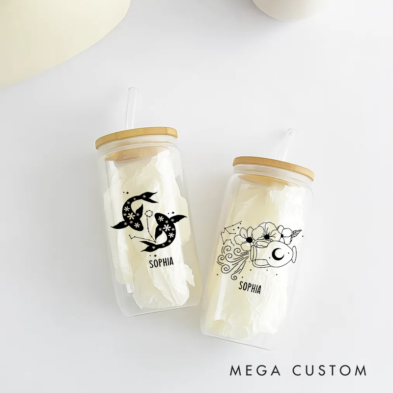 Personalized Floral Tumbler With Zodiac Signs Custom Coffee Cup Custom Floral Tumbler With Name Birthday Gift