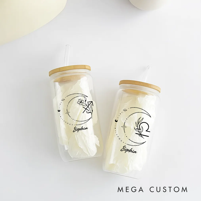 Personalized Water Glasses Tumbler With Zodiac Signs Custom Coffee Cup Custom Water Glasses Tumbler With Name Birthday Gift