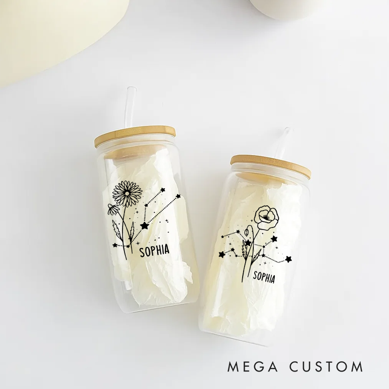 Personalized Water Glasses Tumbler With Zodiac Signs Custom Coffee Cup Custom Water Glasses Tumbler With Name Birthday Gift