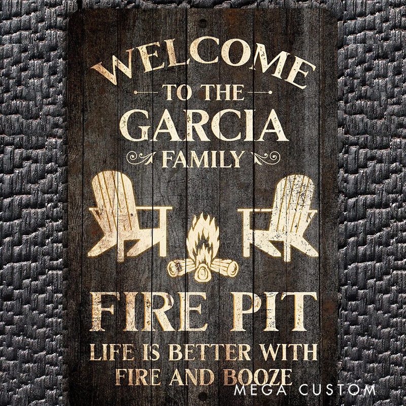 Personalized Fire Pit Sign Custom Family Name Sign Camping Warning Sign Funny Camping Sign Gift for Outdoor Enthusiasts