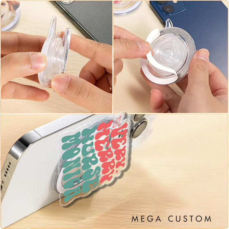 Personalized Magnetic Phone Grip Very Merry Nurse Holiday Design with Custom Name