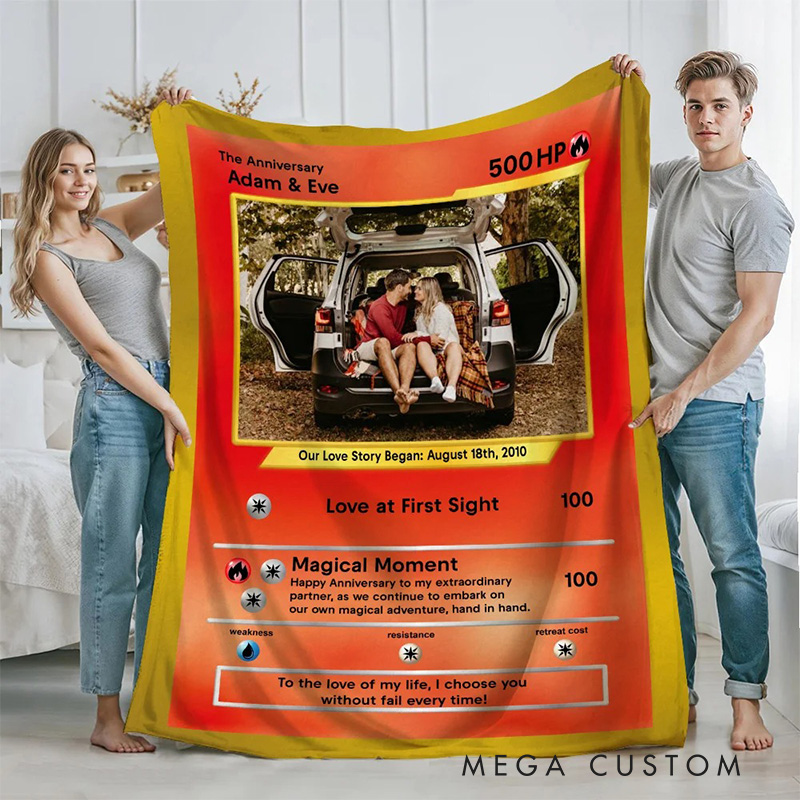 Personalized Cute Pokepet Card Soft Blanket Flannel Blanket Gaming Blanket with Name for Game Lovers Gamer