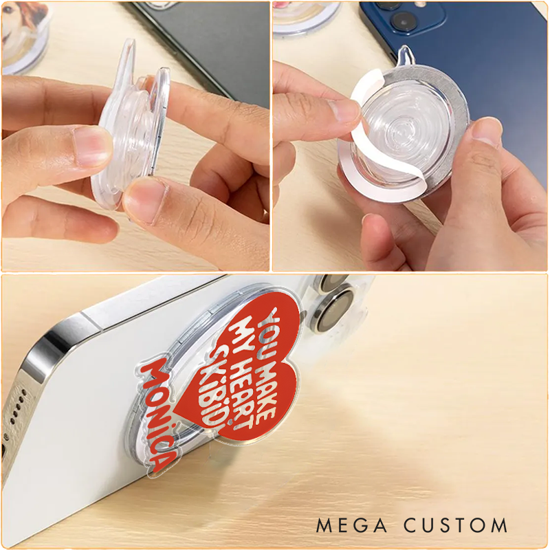  Personalized Magnetic Phone Grip You Make My Heart Skibidi Heart Design with Custom Name