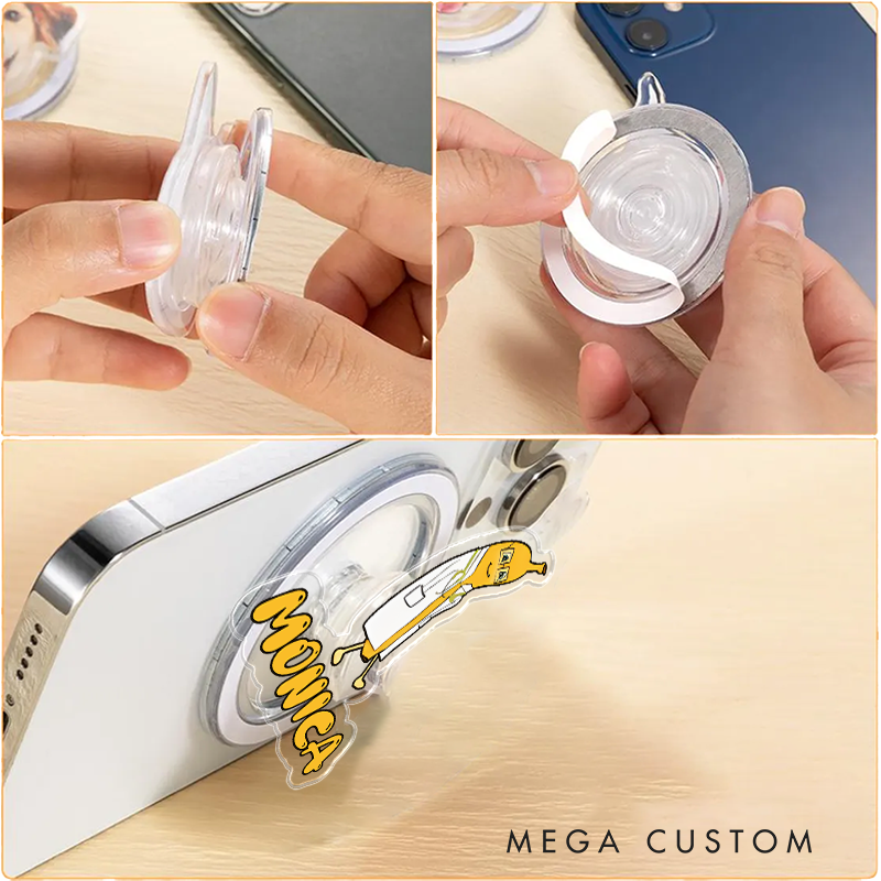 Personalized Magnetic Phone Grip Funny Banana Doctor Design with Custom Name