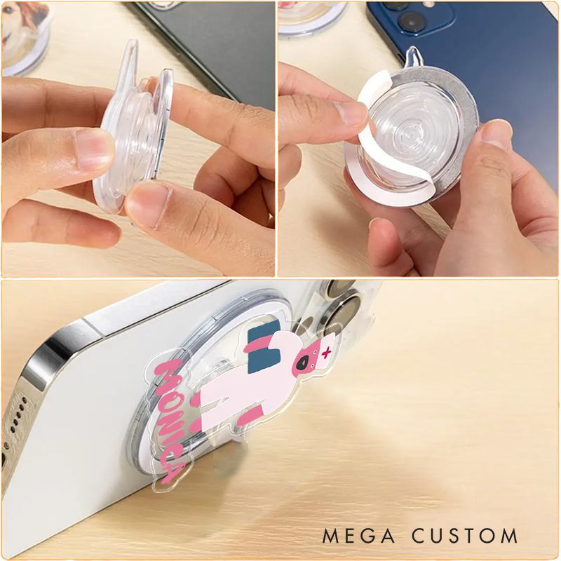 Personalized Nurse Phone Grip Cute Cartoon Design with Custom Name