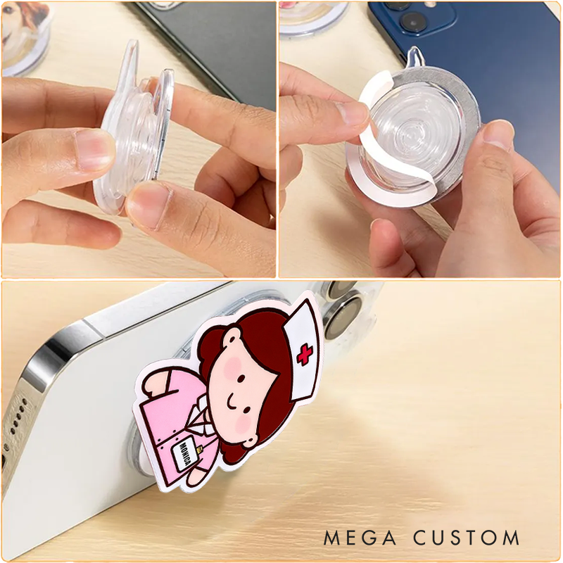 Personalized Cute Nurse Phone Grip  Stand Custom Name Nursing Gift